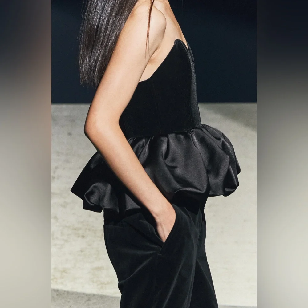 ZARA VELVET TOP ZW COLLECTION - Picture 12 of 17